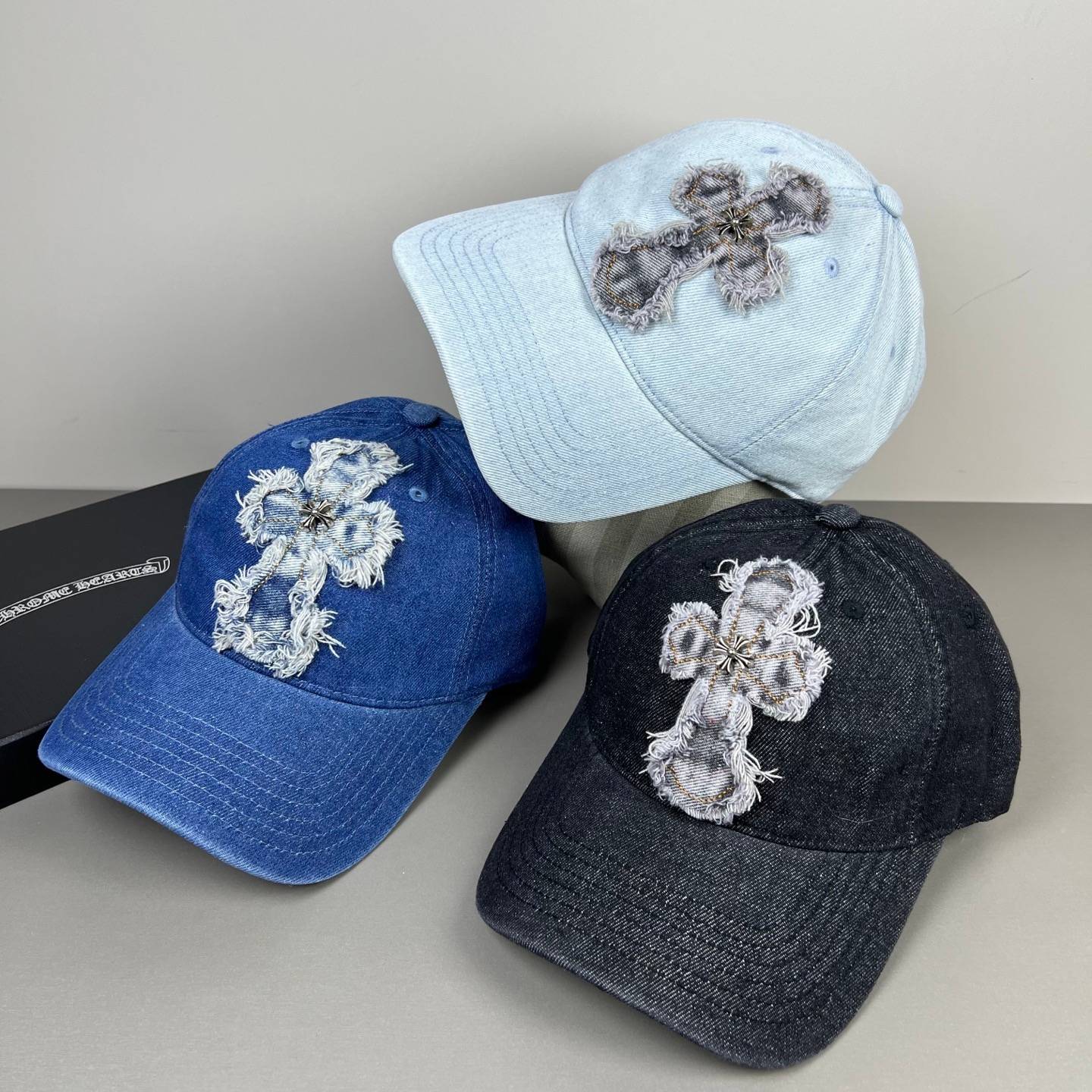 CHROME HEARTS クロムハーツ キャップ ロゴ刺繍 ローキャップ デニム ストリート ユニセックス ブラック ネイビー ベージュ - 画像 5