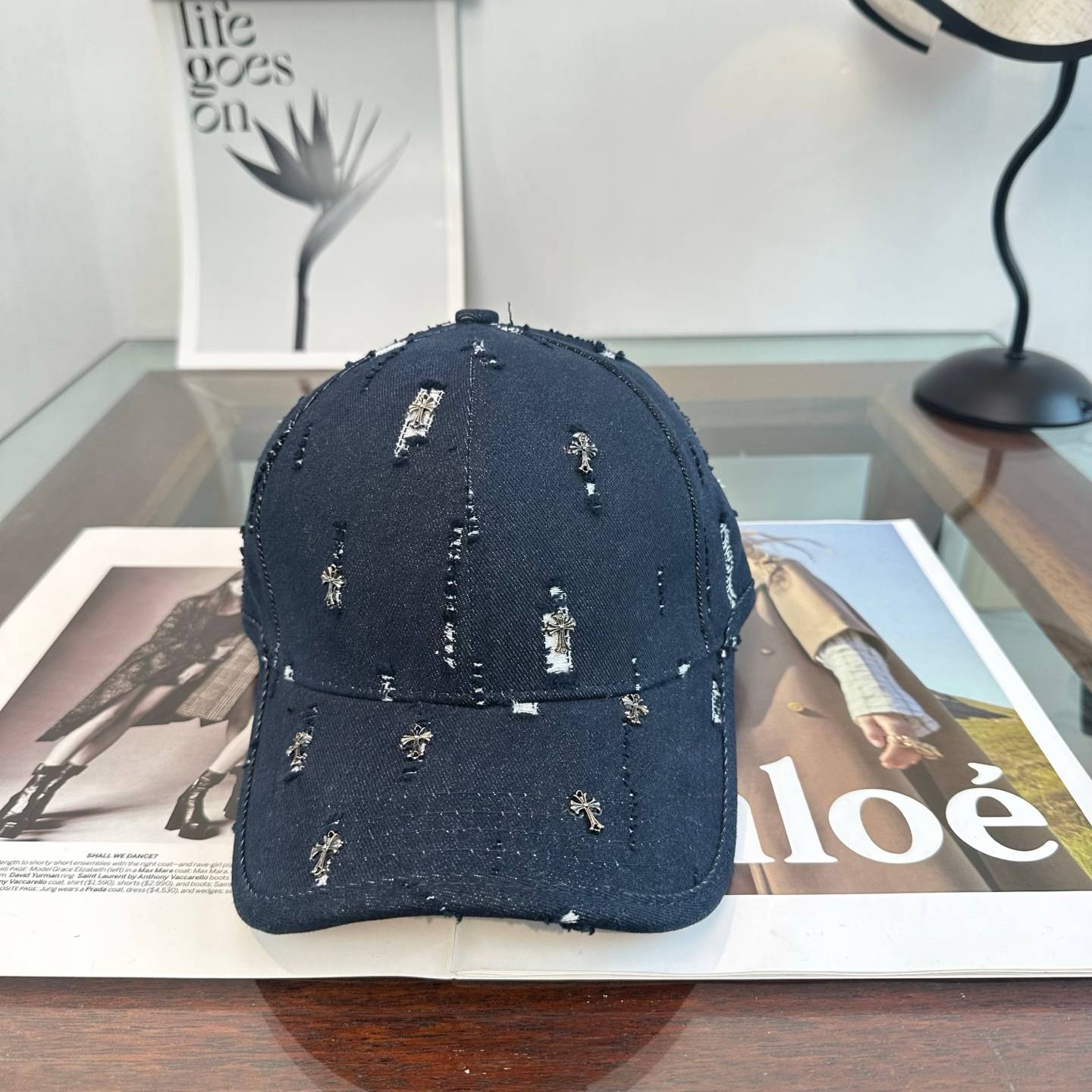 クロスロゴ ストリート ロゴ刺繍 メッシュキャップ デニム サイズ調整可能 メンズ レディース ユニセックス - 画像 2