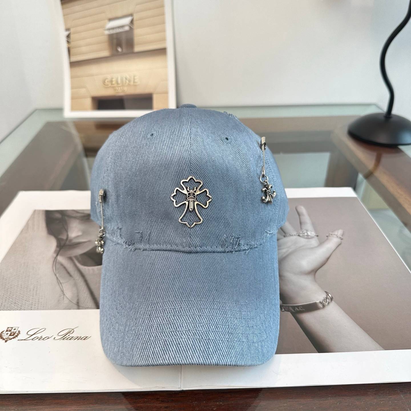 CHROME HEARTS クロムハーツ キャップ ロゴ刺繍 ローキャップ コットン ストリート 古着風 小顔効果 サイズ調整可能 - 画像 3