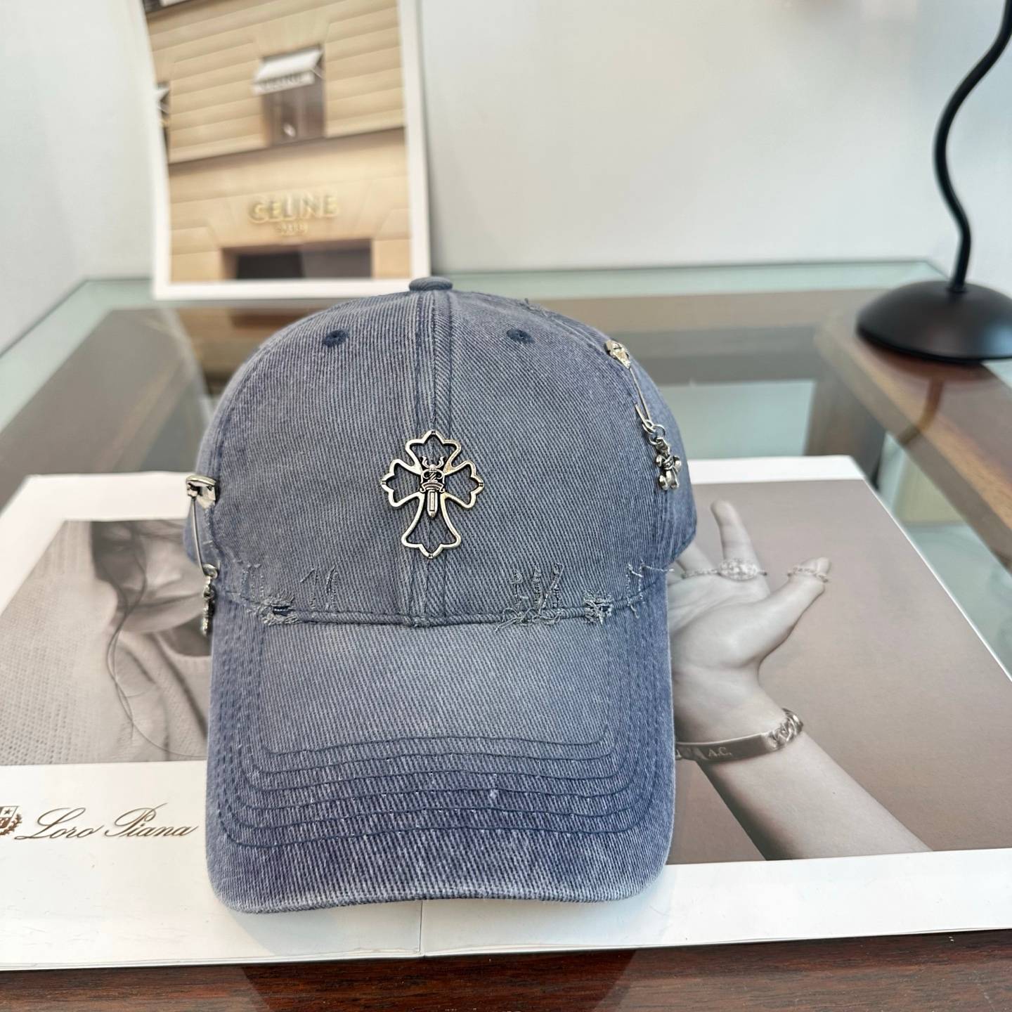 CHROME HEARTS クロムハーツ キャップ ロゴ刺繍 ローキャップ コットン ストリート 古着風 小顔効果 サイズ調整可能 - 画像 5