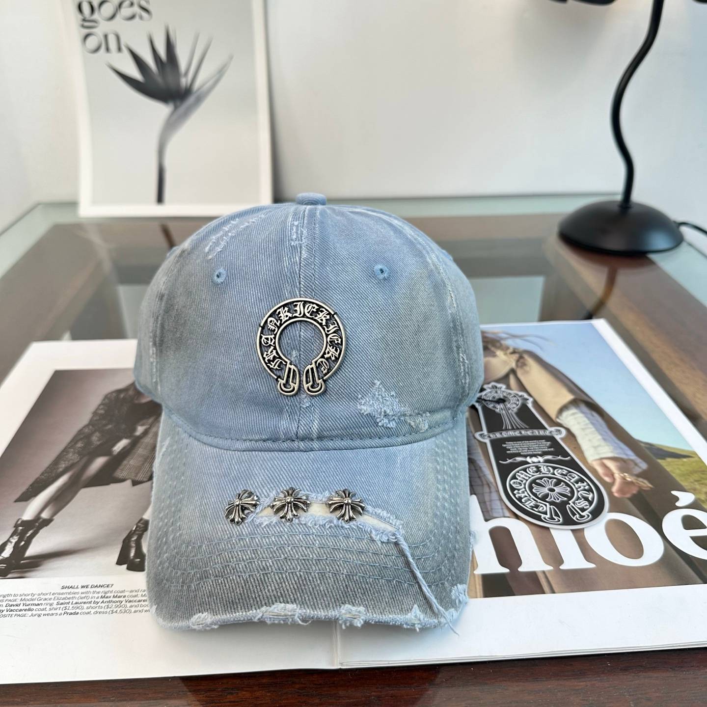 CHROME HEARTS クローズハート キャップ ベースボールキャップ ロゴ刺繍 デニム ローファイ ブラック ホワイト ベージュ カーキ - 画像 3