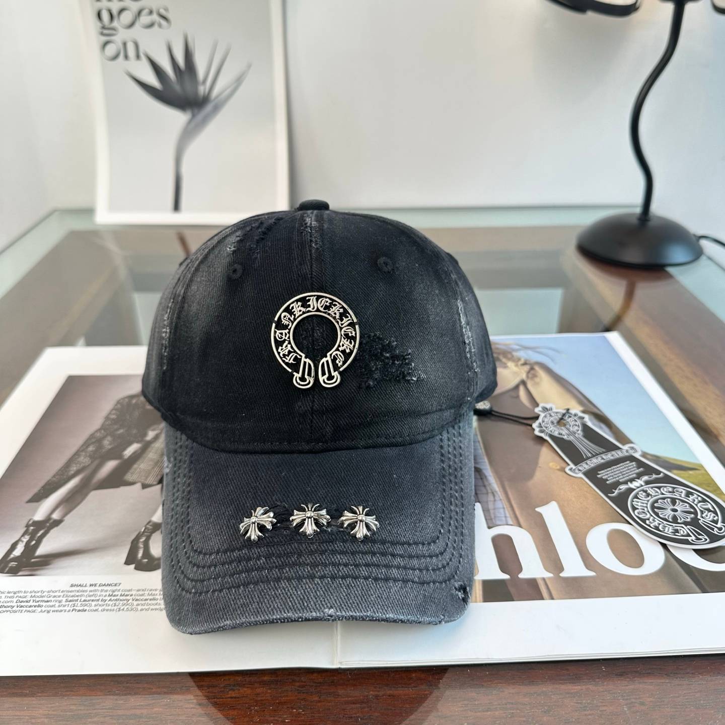 CHROME HEARTS クローズハート キャップ ベースボールキャップ ロゴ刺繍 デニム ローファイ ブラック ホワイト ベージュ カーキ - 画像 4