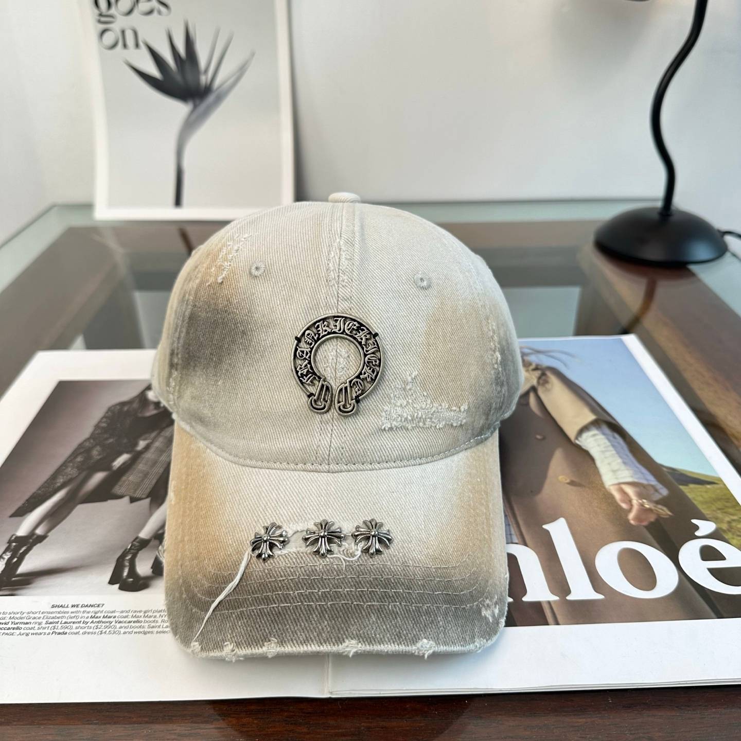CHROME HEARTS クローズハート キャップ ベースボールキャップ ロゴ刺繍 デニム ローファイ ブラック ホワイト ベージュ カーキ - 画像 5