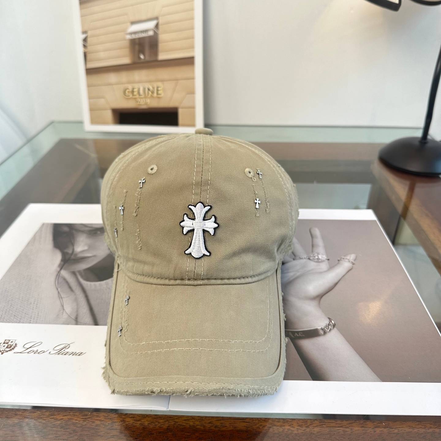 CHROME HEARTS クローズハート キャップ ベースボールキャップ ロゴ刺繍 デニム ローファイ ブラック ホワイト ベージュ カーキ - 画像 8