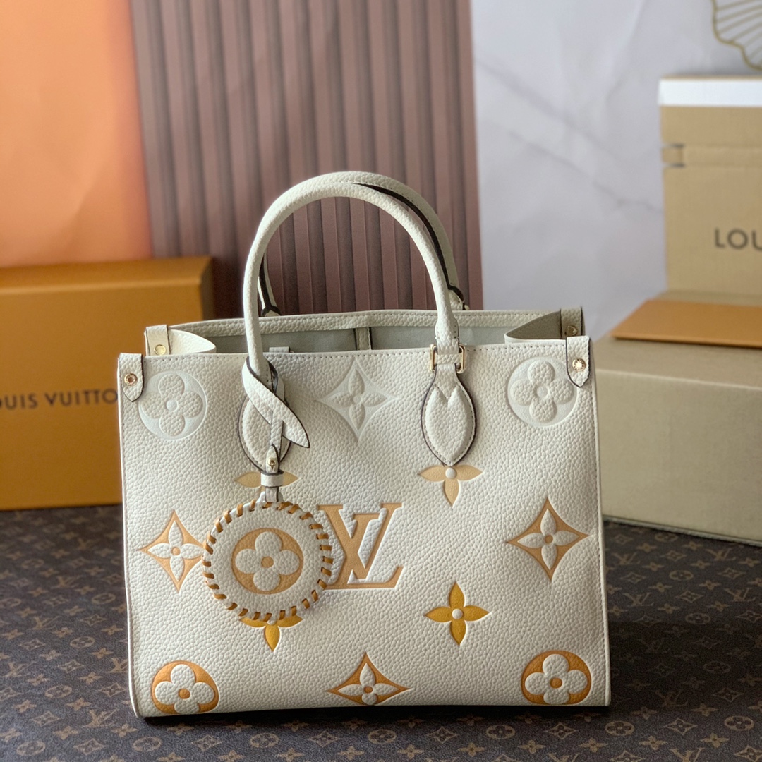 ルイヴィトンバッグ　LOUIS VUITTON　お洒落オンザゴー PM　レディーストートバッグ　モノグラム　ハンドバッグ　ショルダーバッグ　3色選択可