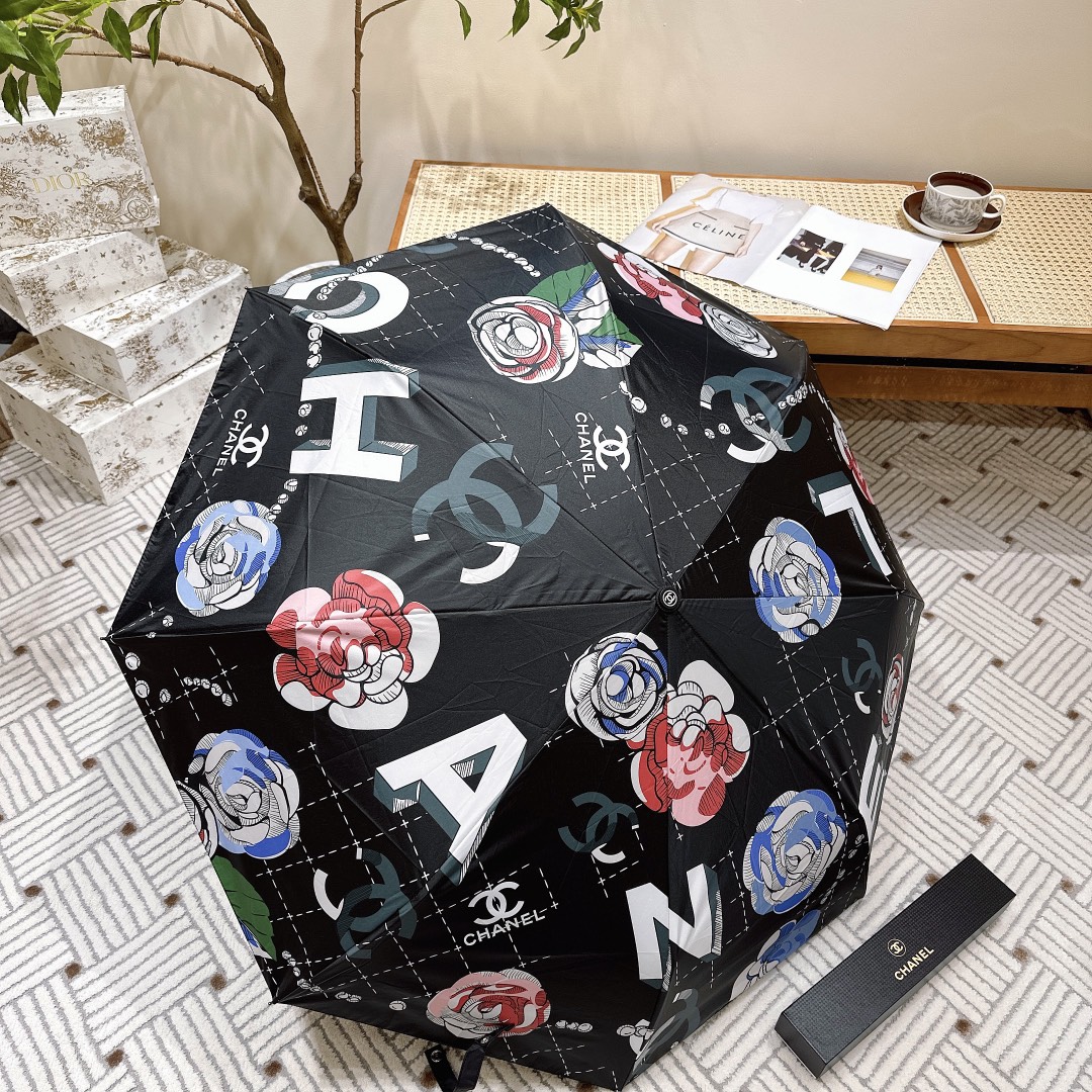 折りたたみ傘　シャネル CHANEL　アンブレラ　晴雨兼用UVカット　ワンタッチ開閉傘/かさ　ヴィンテージ7種