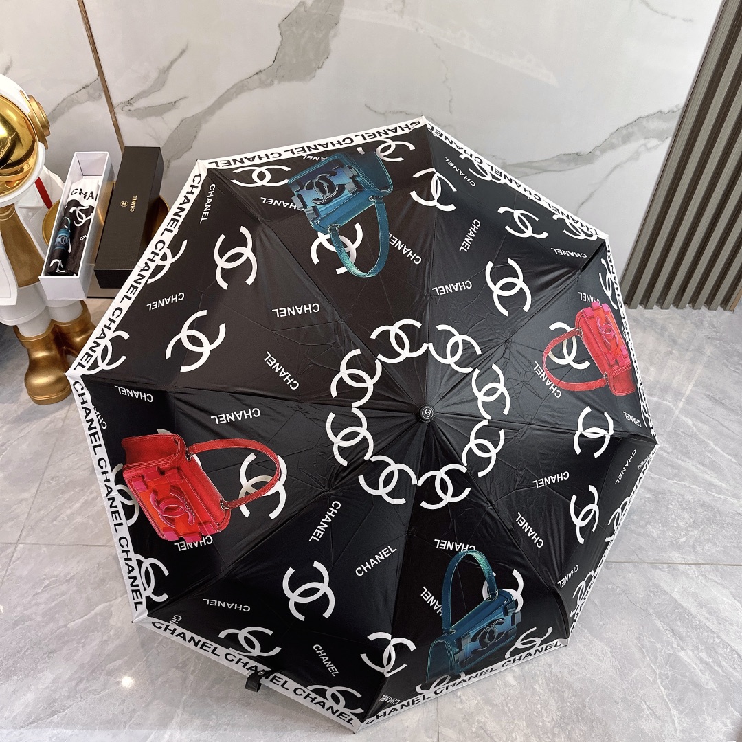 折りたたみ傘　シャネル CHANEL　アンブレラ　晴雨兼用UVカット　ワンタッチ開閉傘/かさ　ヴィンテージ7種