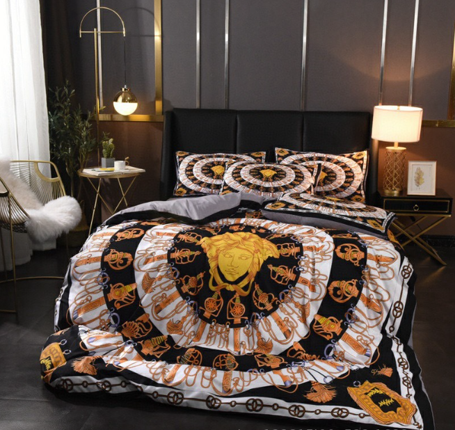 Versace ヴェルサーチ　掛け布団カバーセット4点　ダブルサイズ/キングサイズベッド　綿生地ベッドカバー　新居寝具用品　選べる9種 - 画像 13