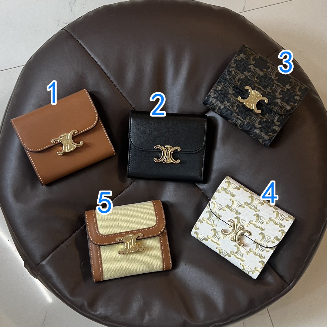 CELINE セリーヌ ウォレット 4色入 ミニ財布 レザー デニム ゴールドプレート