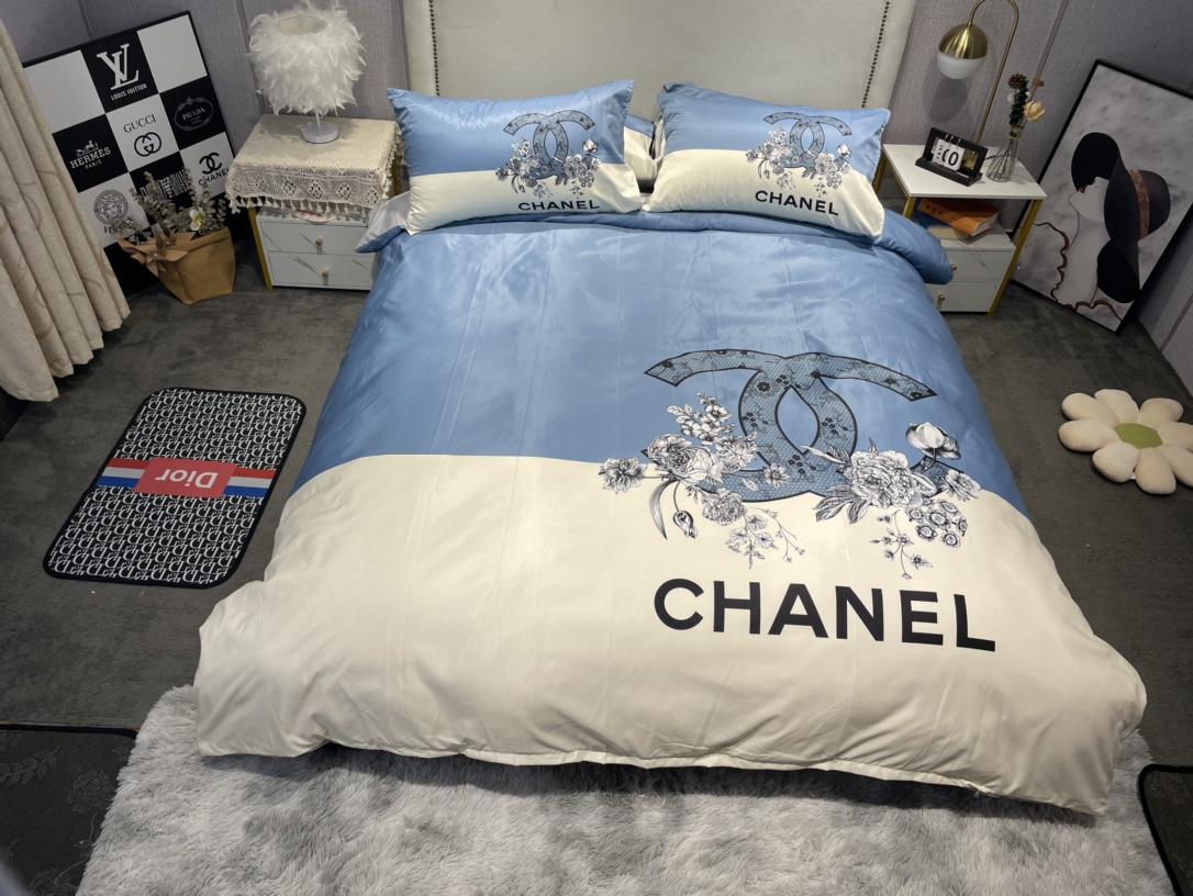 シャネル　掛け布団カバーセット　CHANEL布団カバー4点セット　妙趣の絵柄寝具ベッド用品夏3色　心地よい - 画像 7