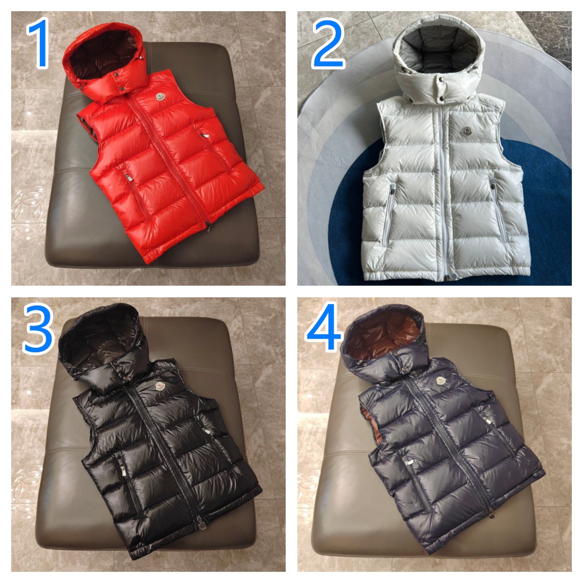 秋冬限定！大人気　絶対欲しいMONCLER (モンクレール)　フルジップ　ダウンベスト　光沢ナイロン　フード着脱　Bormes　4色