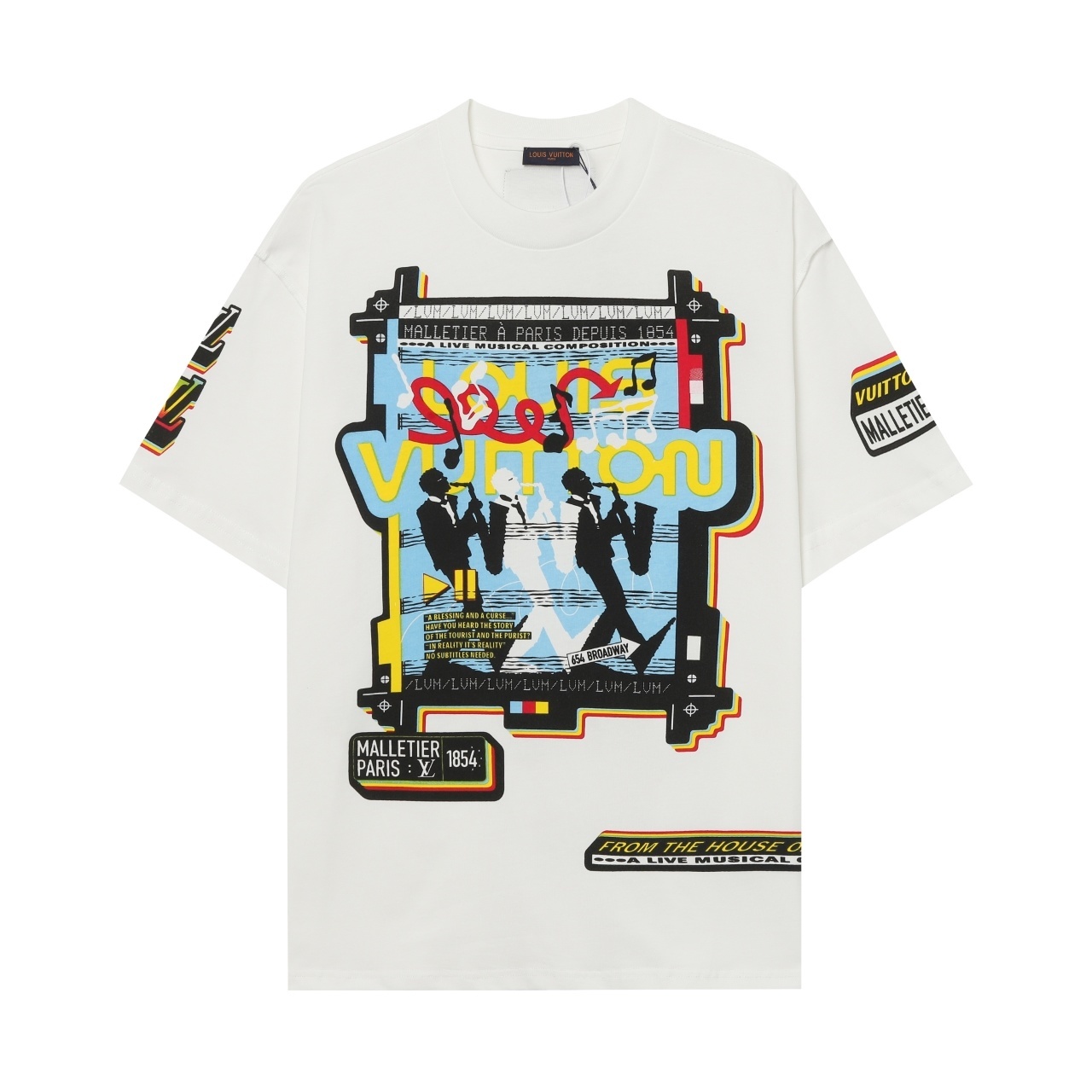 ルイヴィトン　Louis Vuitton　半袖シャツ　Ｔシャツ　ホワイト　T-Shirt　クルーネック　プリントシャツ