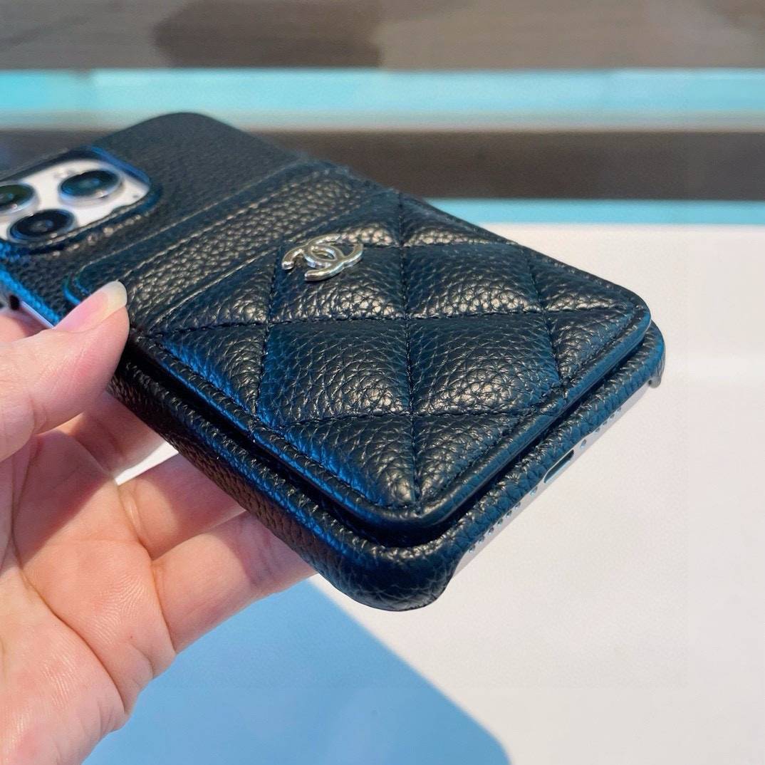 CHANEL シャネル カードケース 手帳型 スマホケース ロゴTシャツ クルーネック フレンチスリーブ ブラック - 画像 4