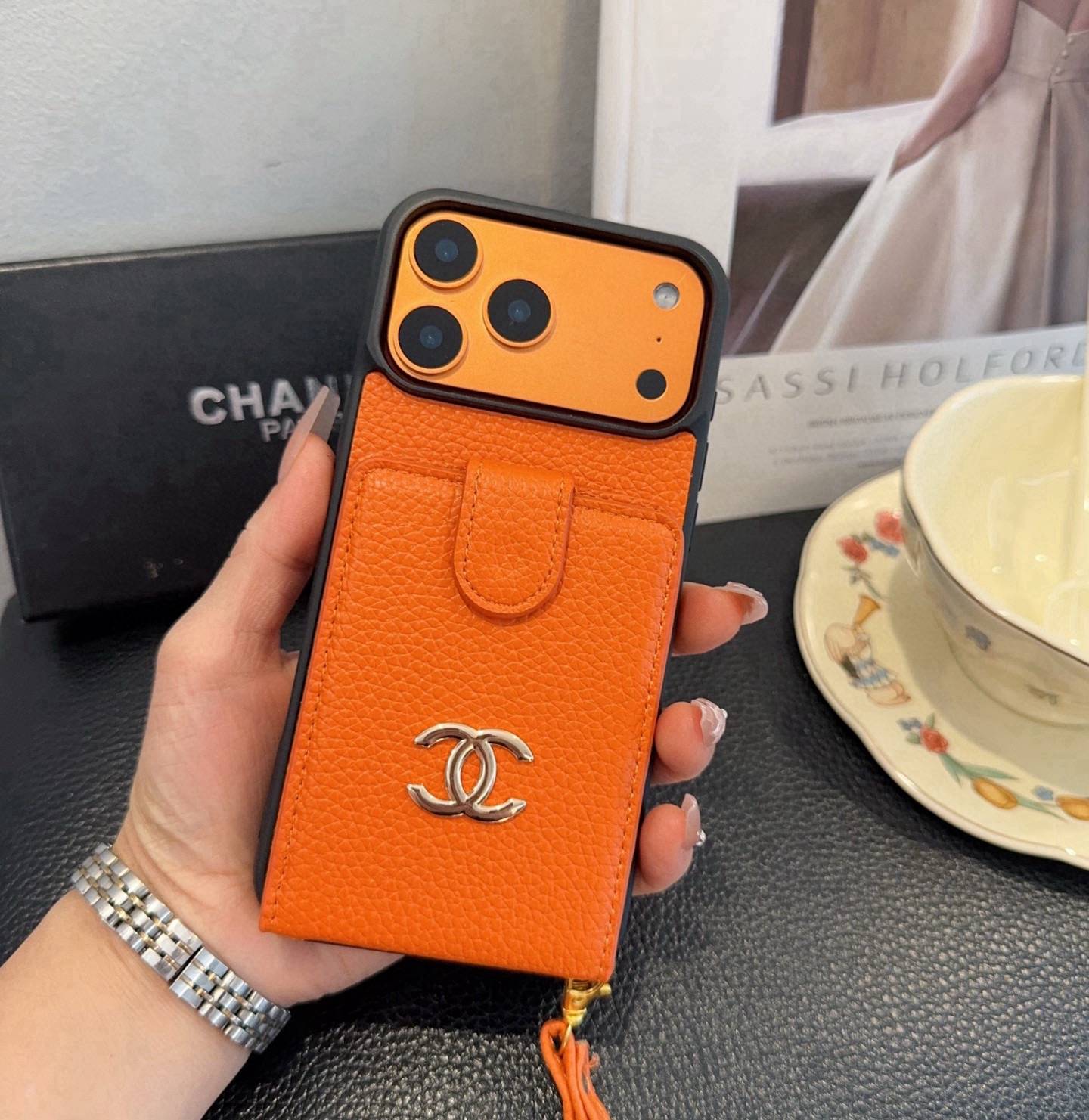 CHANEL シャネル カードケース 手帳型 スマホケース ココマーク ロゴ ファッション ホワイト ブラック - 画像 2