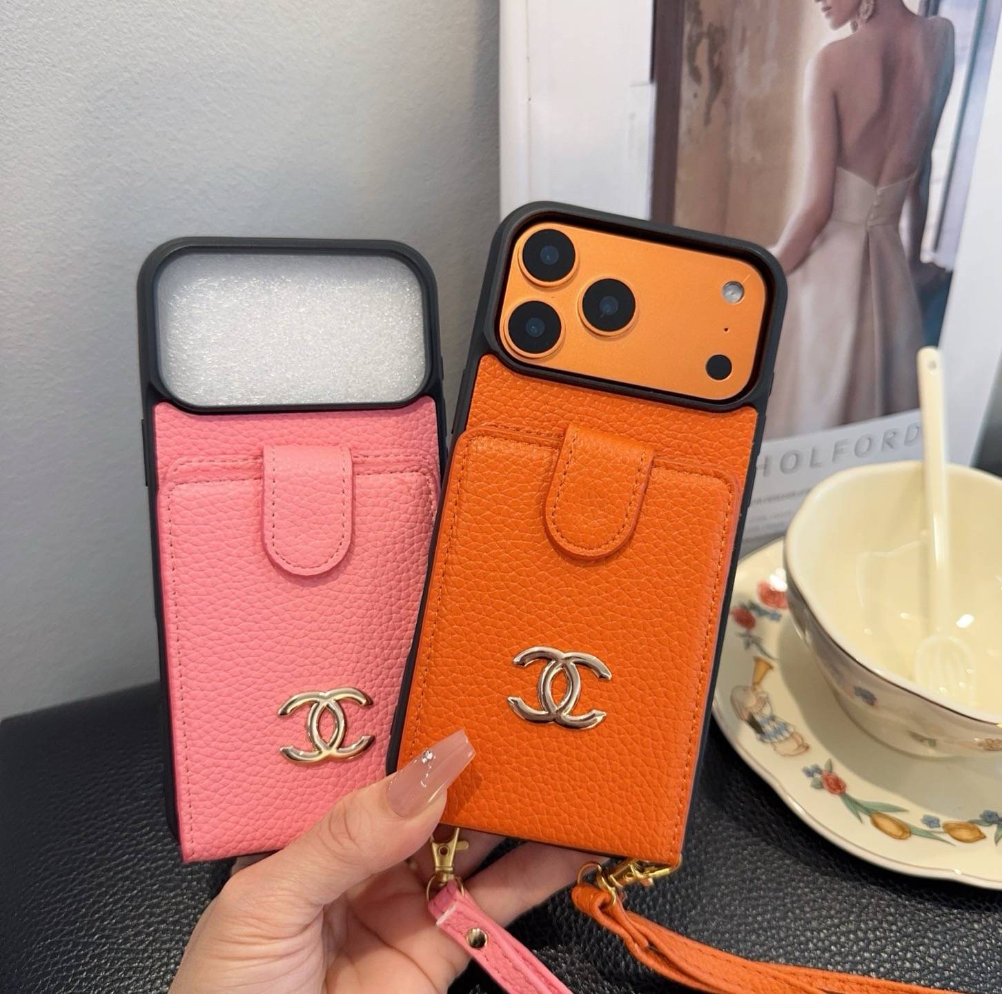 CHANEL シャネル カードケース 手帳型 マグネット 銀ロゴ ピンク ブラック