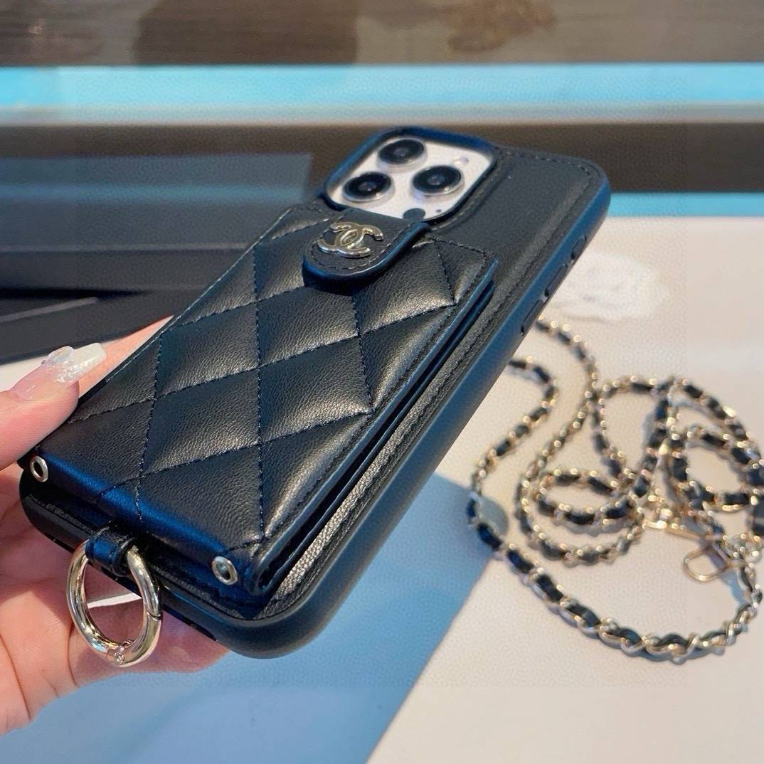 CHANEL シャネル カードケース フォンケース バイカラー ロゴマーク ファッション 高級感 ブラック - 画像 7