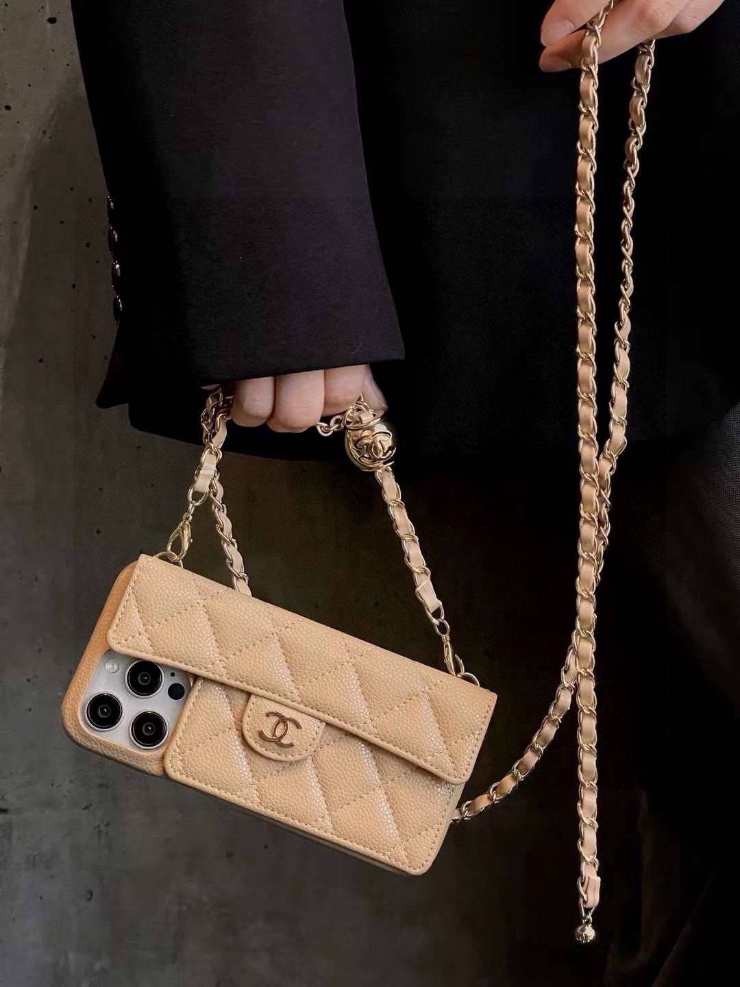 CHANEL シャネル フlipケース ファブリック ミニ財布 ファッション ブラック ベージュ - 画像 2