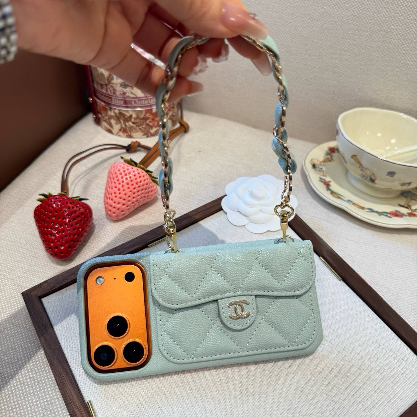 CHANEL シャネル ファッションスマホケース ダブルCマーク ラインストーン チェーン ファッション ミニポーチ - 画像 3