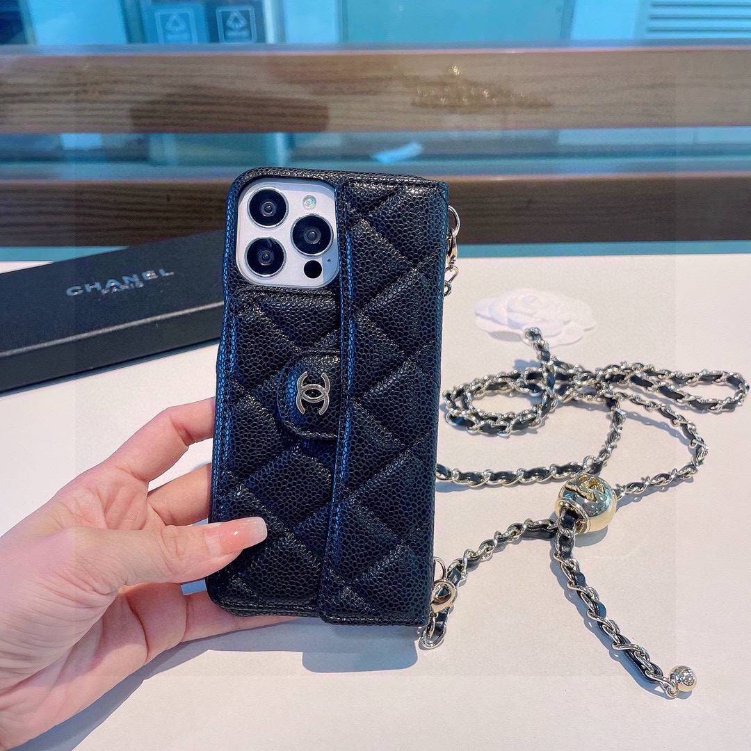 CHANEL シャネル フlipケース ファンシーチェーン プレミアムレザー ブラック - 画像 3