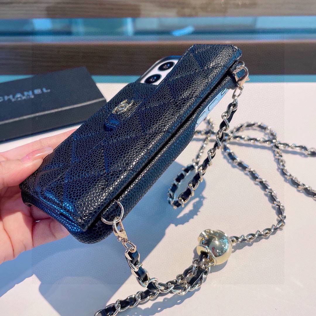 CHANEL シャネル フlipケース ファンシーチェーン プレミアムレザー ブラック - 画像 7