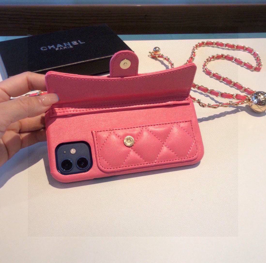 CHANEL シャネル チェーン付きスマホケース ブラック ピンク ラゲージバンド 2119 - 画像 9