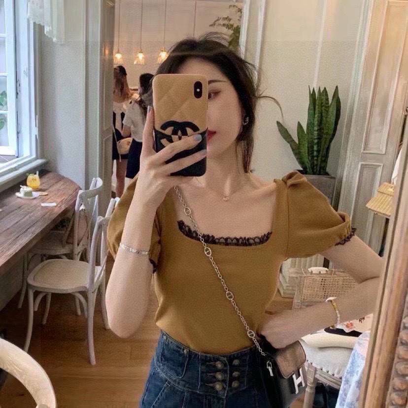 CHANEL シャネル スマホケース ロゴTシャツ ココマーク バイカラー クルーネック ホワイト