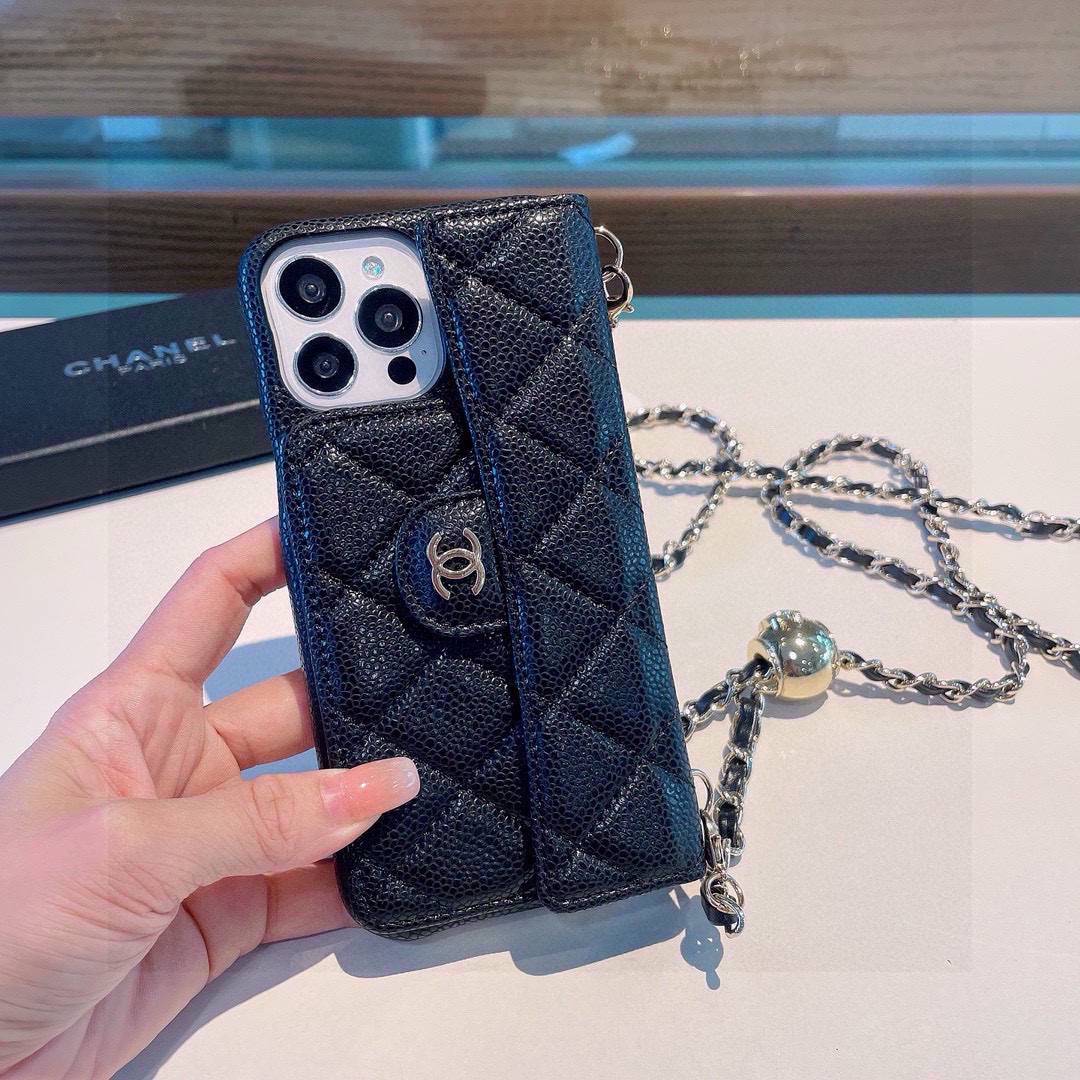 CHANEL シャネル フlipケース バッグ チェーン付き ロゴ ミニ財布 カード収納 ブラック - 画像 2