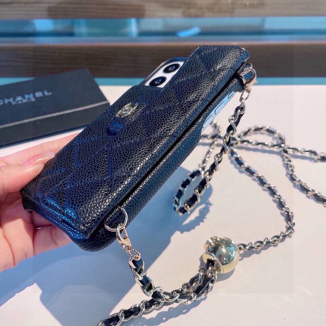 CHANEL シャネル フlipケース バッグ チェーン付き ロゴ ミニ財布 カード収納 ブラック - 画像 9