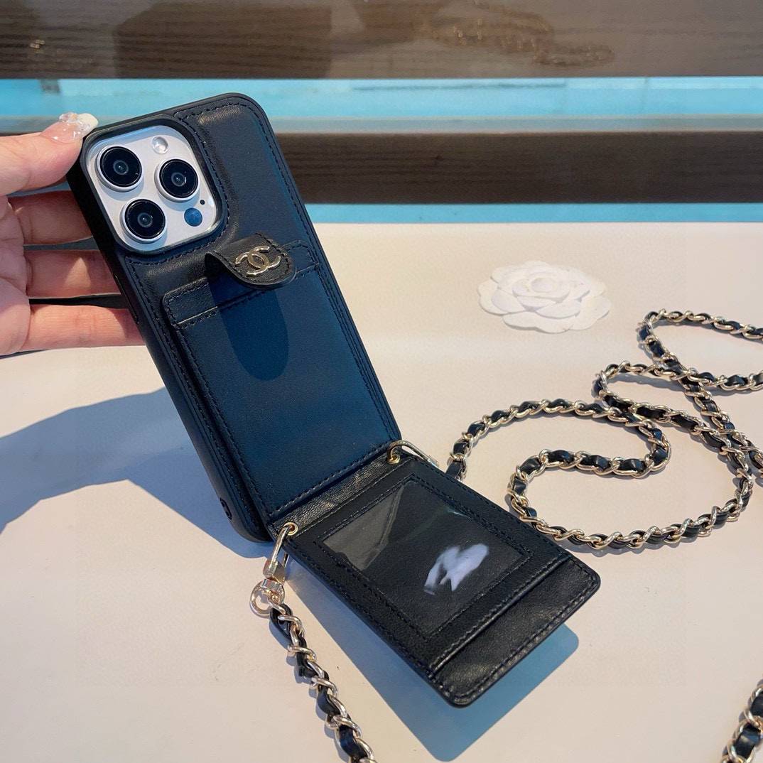 CHANEL シャネル カードケース 手帳型 ファッションスマホケース チェーン ホルダー ブラック - 画像 7