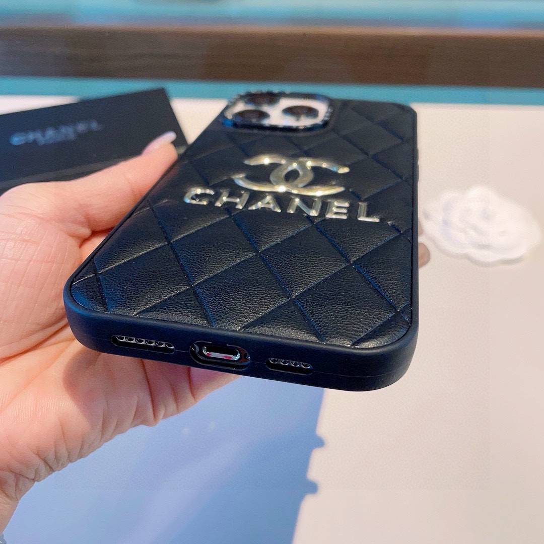 CHANEL シャネル フルカバー 手帳型ケース ブライドルレザー ダブルCロゴ ブラック - 画像 3