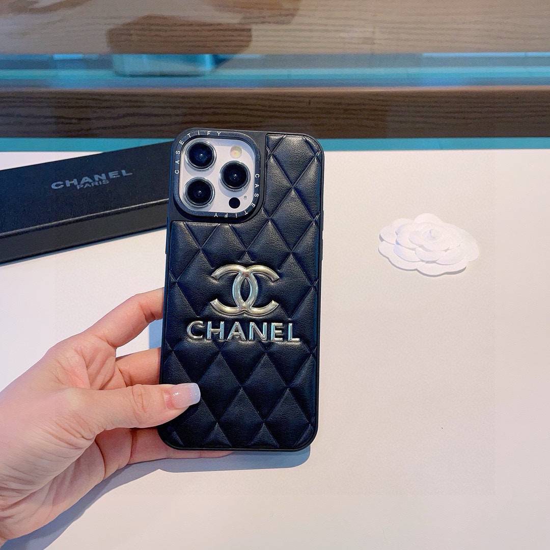 CHANEL シャネル フルカバー 手帳型ケース ブライドルレザー ダブルCロゴ ブラック - 画像 5