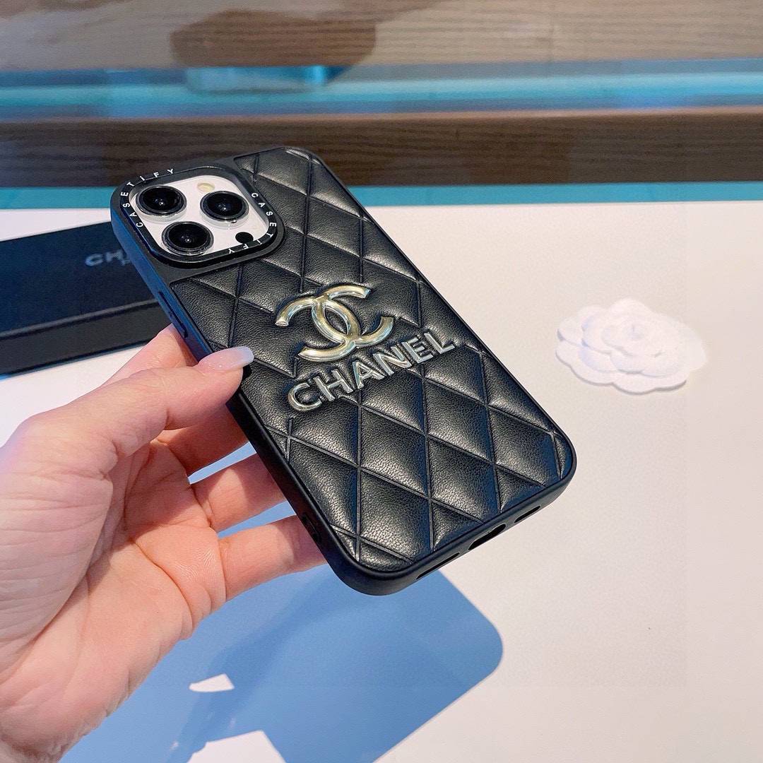 CHANEL シャネル フルカバー 手帳型ケース ブライドルレザー ダブルCロゴ ブラック - 画像 6