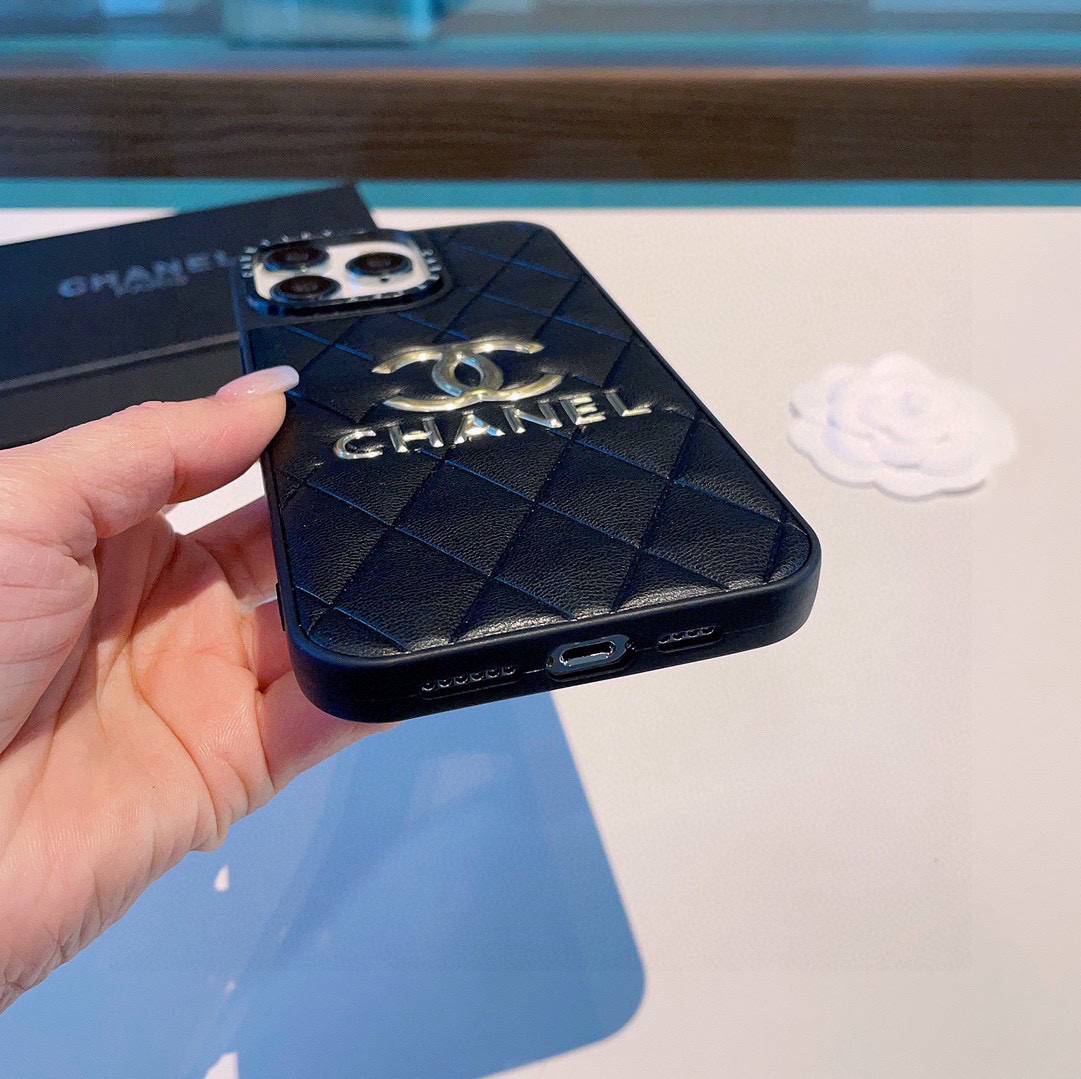 CHANEL シャネル フルカバー 手帳型ケース ブライドルレザー ダブルCロゴ ブラック - 画像 7