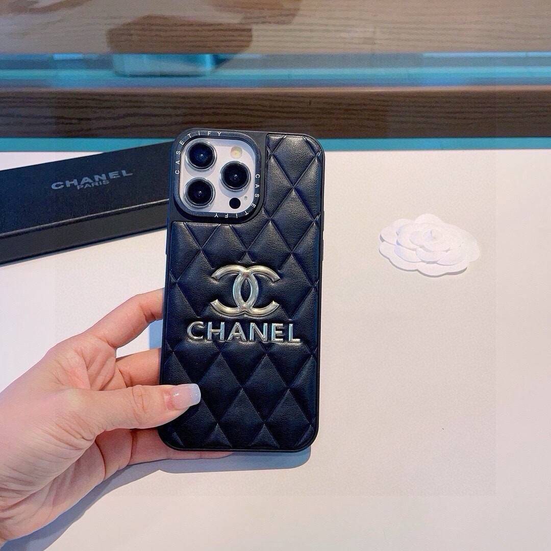 CHANEL シャネル 二つ折り ラインストーン ロゴ 二合一 手帳型 スマホケース ブラック ホワイト - 画像 6