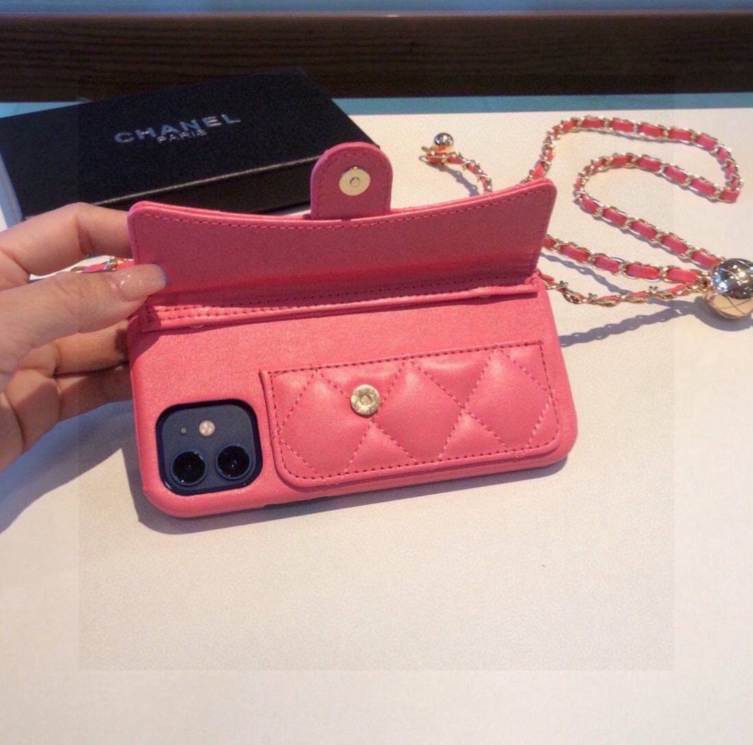 CHANEL シャネル チェーン付きスマホケース ラインストーン ファッション シャネル風 ピンク ブラック - 画像 9