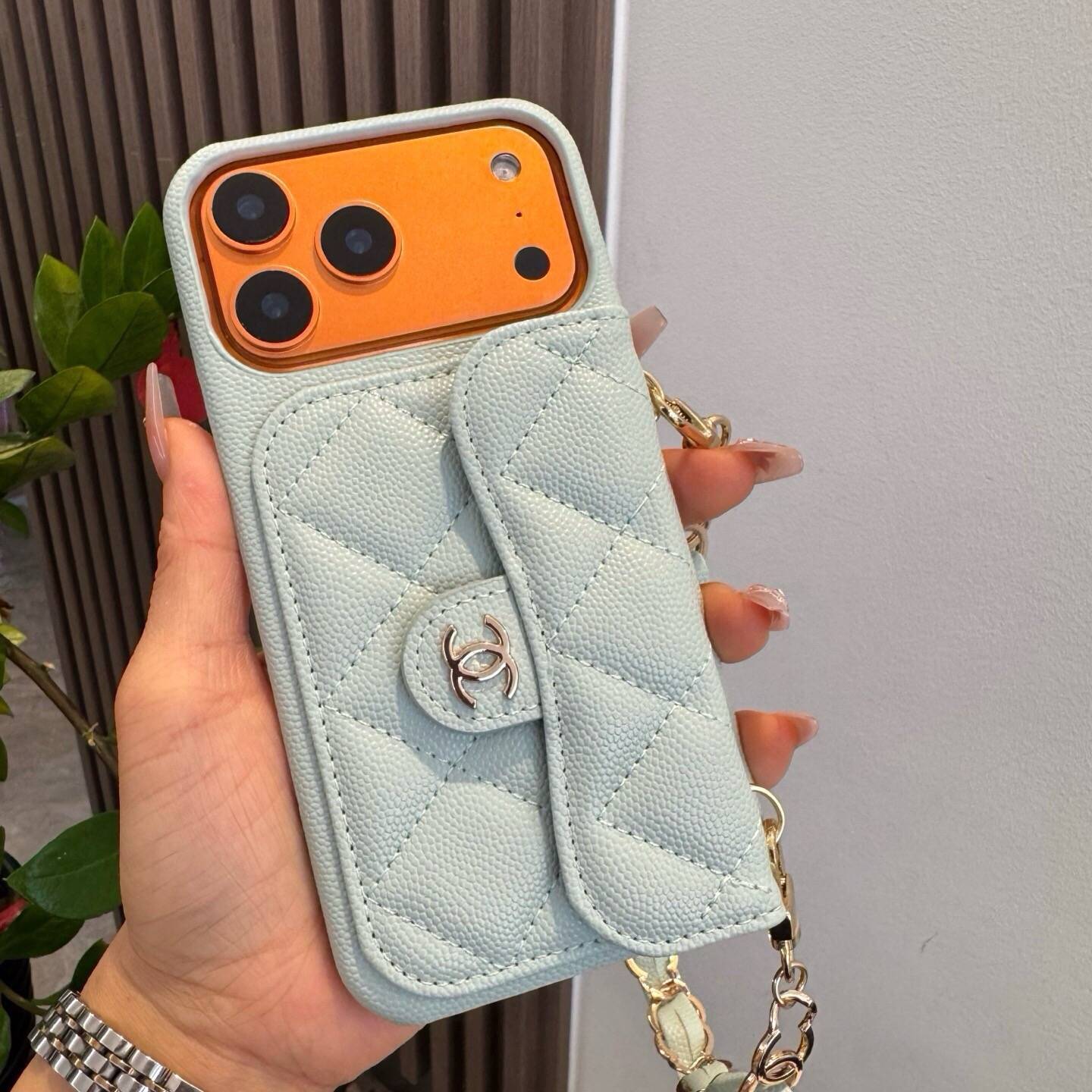 CHANEL シャネル フォンケース ツイード柄 フlipケース 二つ折り ブラック ホワイト ライトブルー - 画像 6