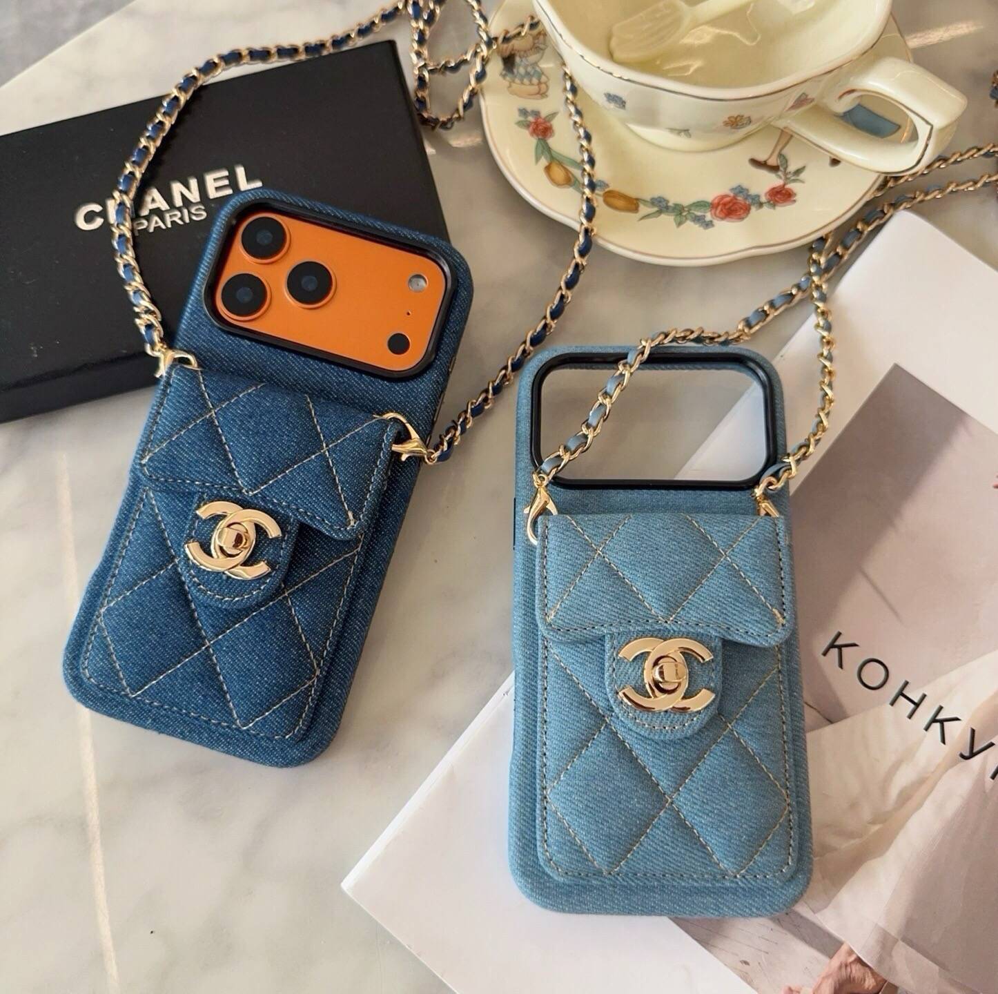 CHANEL シャネル カードケース 手帳型 デニム ファッション デザイン ブラック ブルー