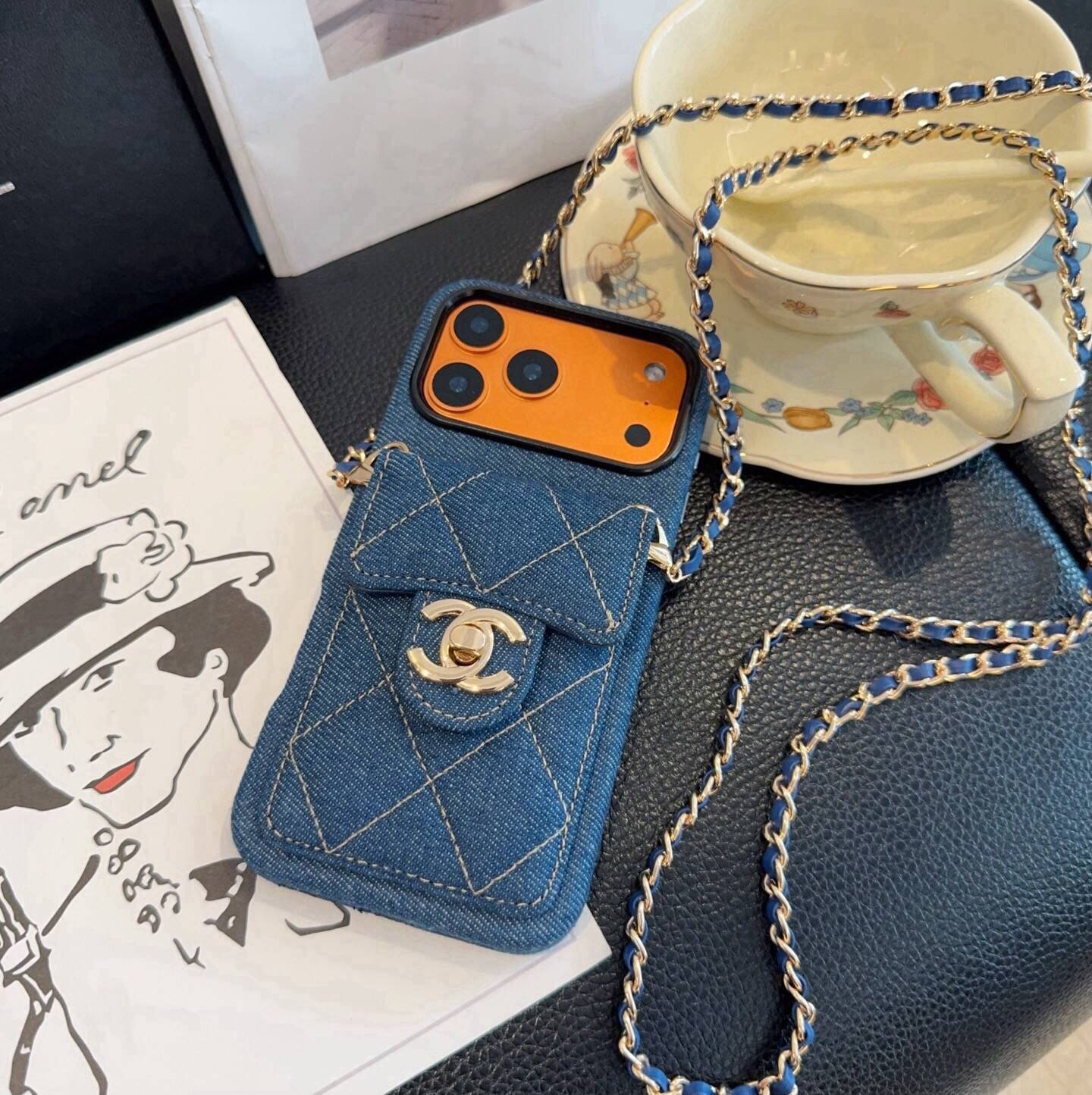 CHANEL シャネル カードケース 手帳型 デニム ファッション デザイン ブラック ブルー - 画像 4