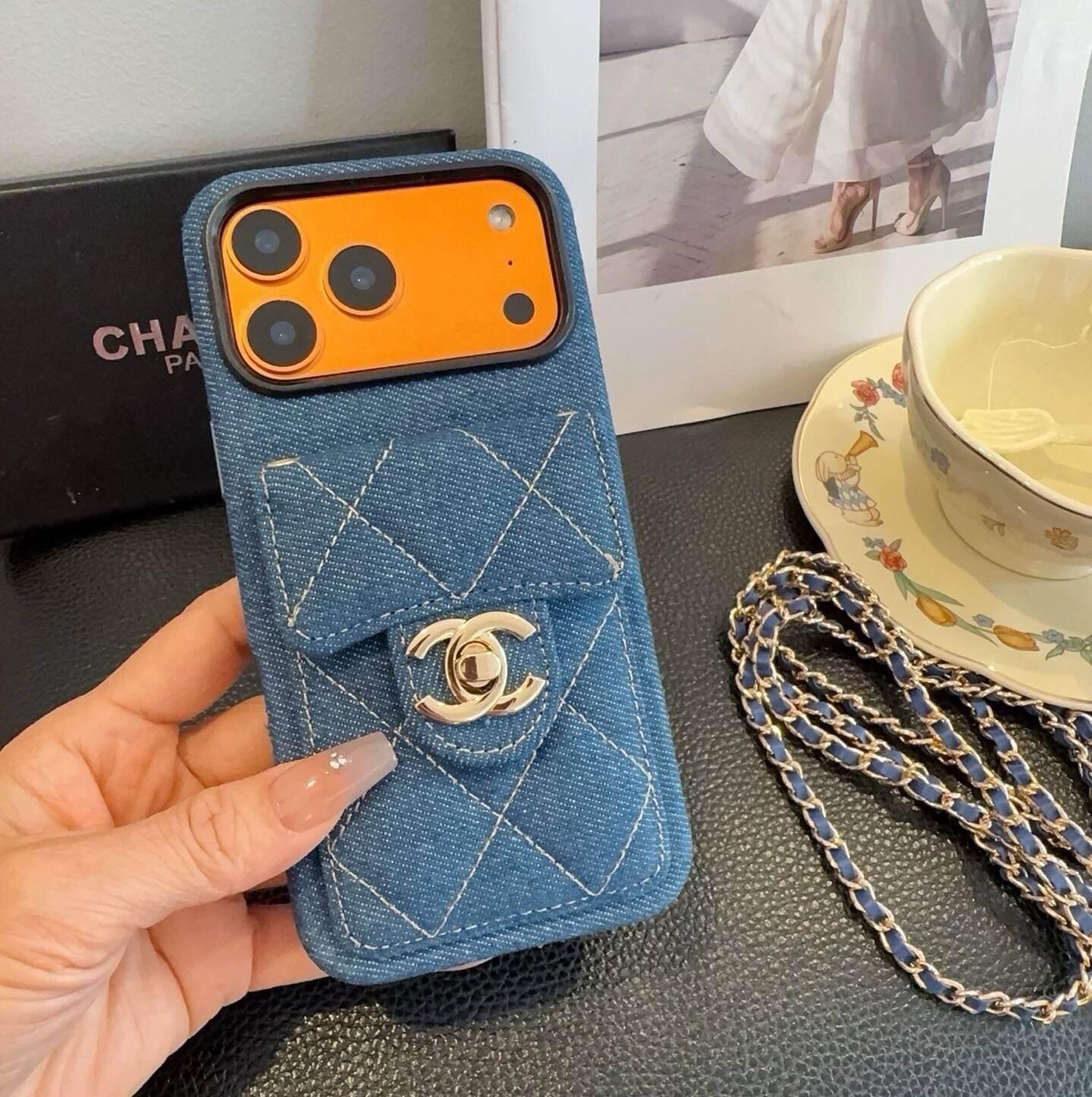 CHANEL シャネル カードケース 手帳型 デニム ファッション デザイン ブラック ブルー - 画像 7