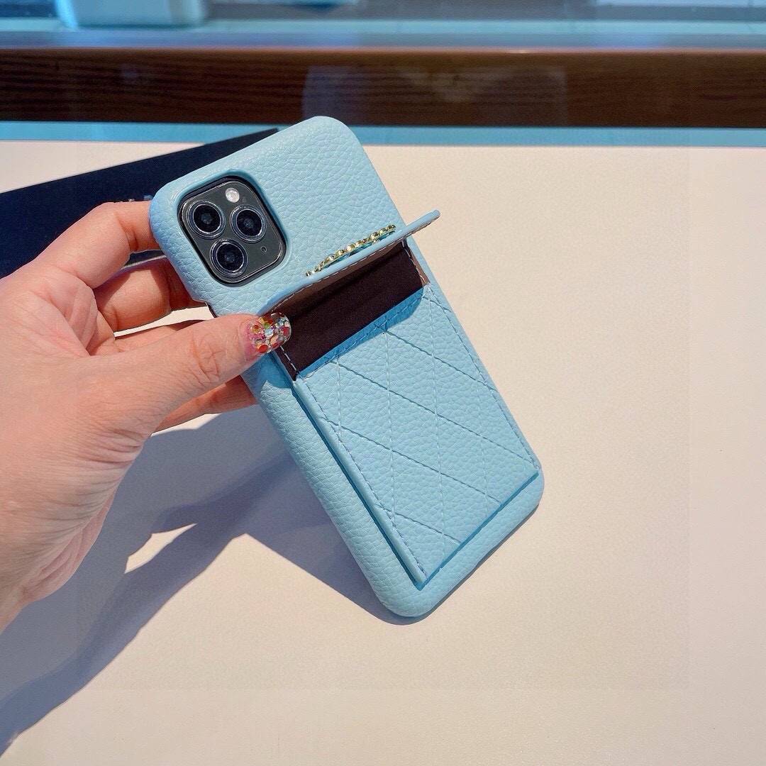CHANEL シャネル カードケース 手帳型 iPhone15pro シャネル ロゴ チェック柄 ライトブルー - 画像 2