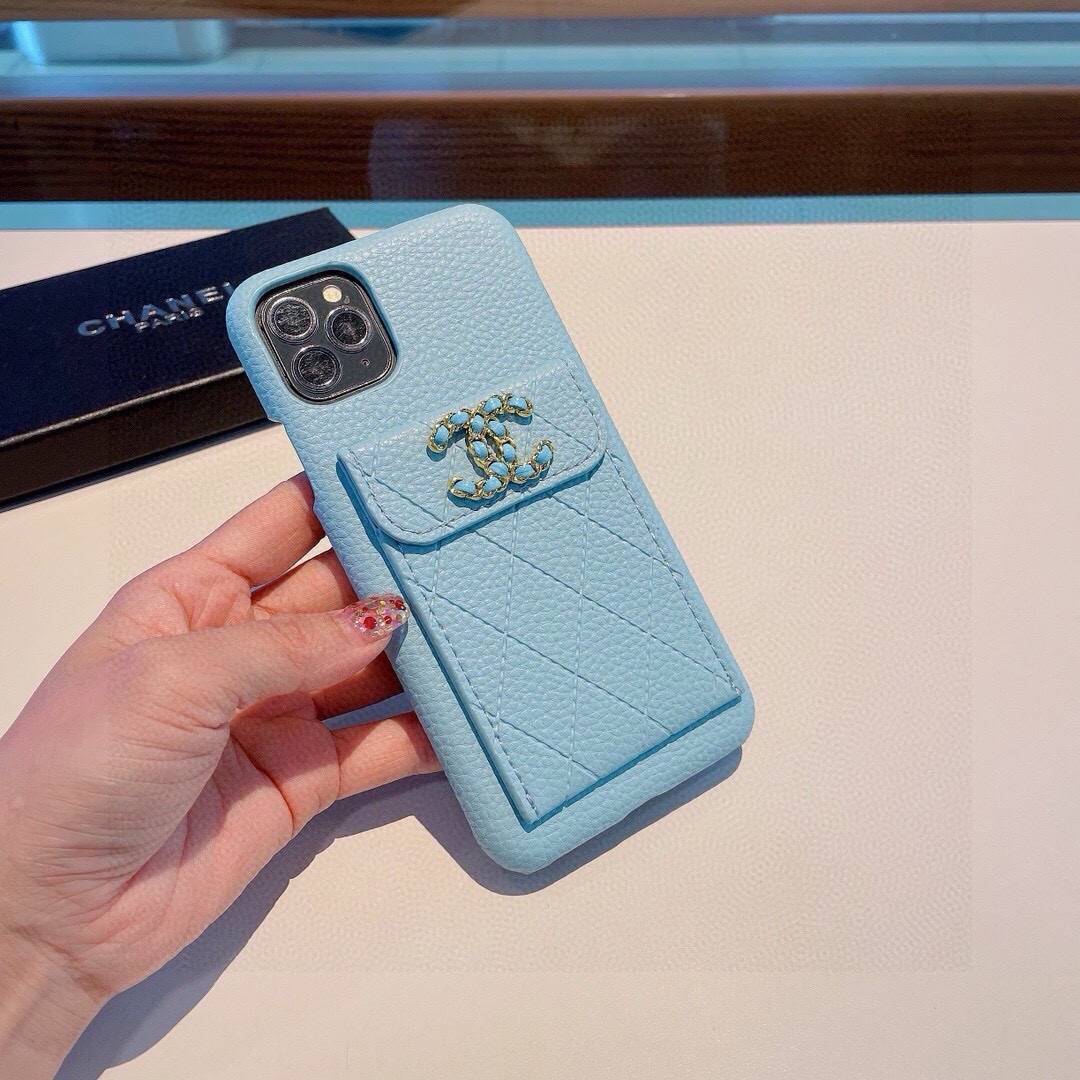 CHANEL シャネル カードケース 手帳型 iPhone15pro シャネル ロゴ チェック柄 ライトブルー - 画像 4