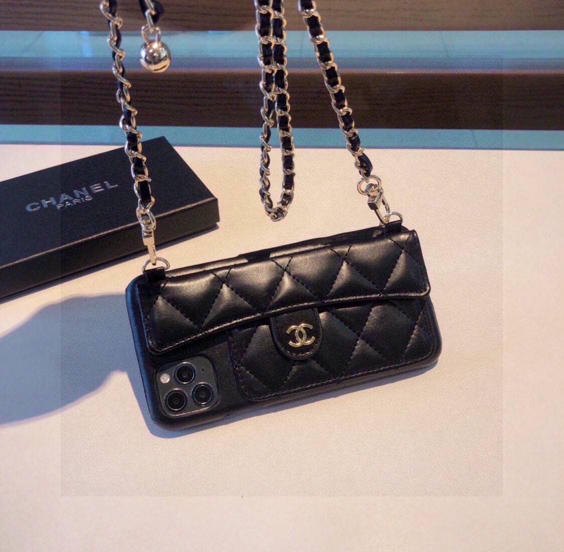 CHANEL シャネル チェーン付きスマホケース プレミアム ブラック - 画像 2
