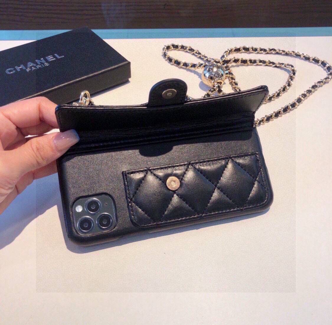 CHANEL シャネル チェーン付きスマホケース プレミアム ブラック - 画像 6