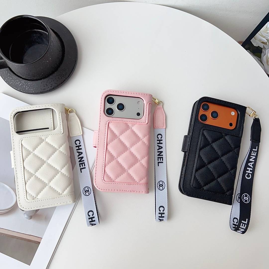 CHANEL シャネル フォルダータイプ スマホケース チェック柄 ロゴマーク ラグジュアリー ブラック ホワイト ピンク - 画像 2