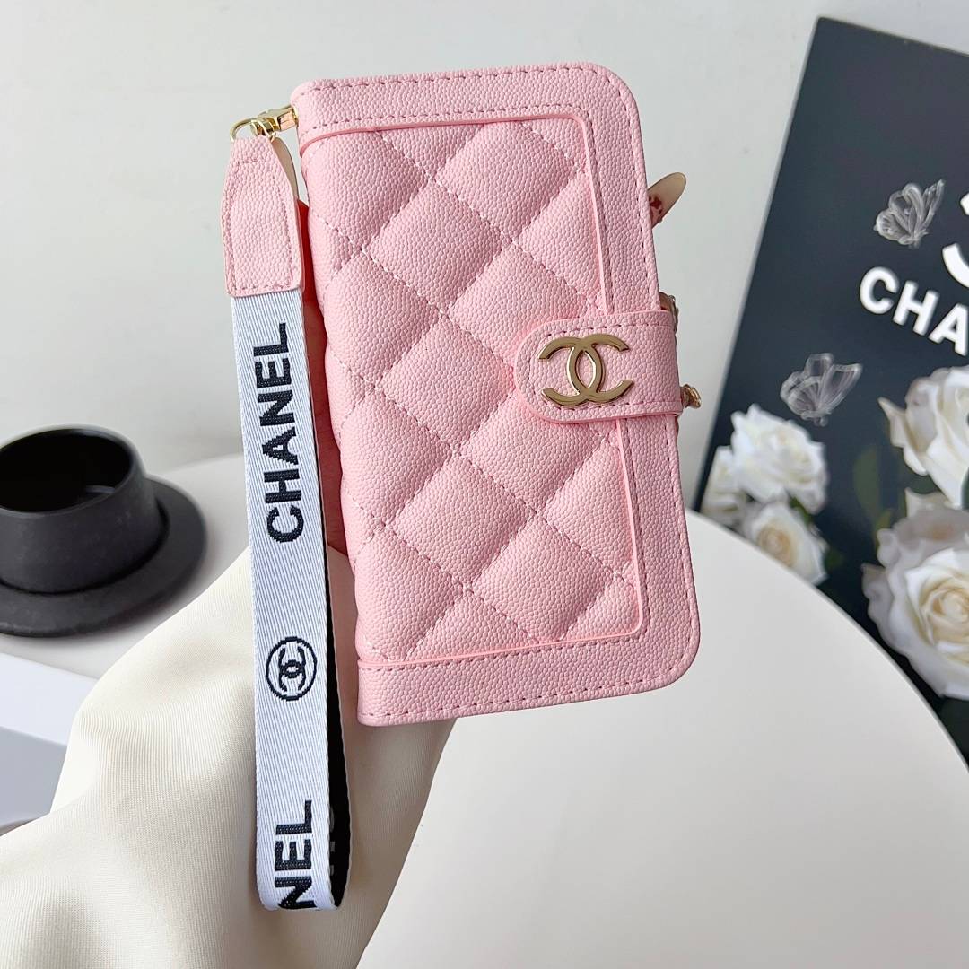 CHANEL シャネル フォルダータイプ スマホケース チェック柄 ロゴマーク ラグジュアリー ブラック ホワイト ピンク - 画像 5