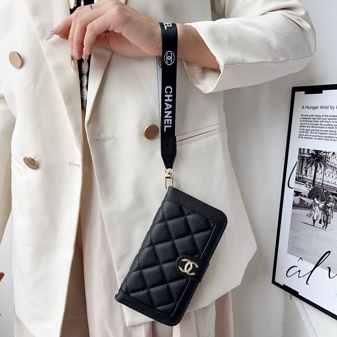 CHANEL シャネル フォルダータイプ スマホケース チェック柄 ロゴマーク ラグジュアリー ブラック ホワイト ピンク - 画像 13