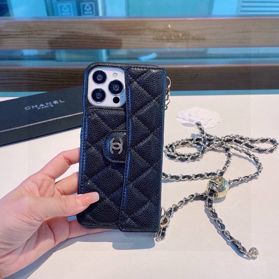CHANEL シャネル フlipケース ブラック フォールディング クォーツ柄 ロゴプレート ベルトチェーン - 画像 3