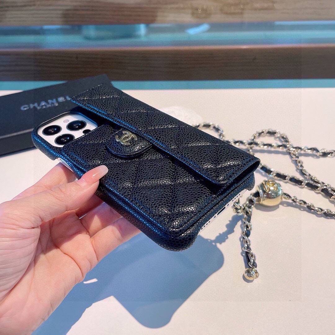 CHANEL シャネル フlipケース ブラック フォールディング クォーツ柄 ロゴプレート ベルトチェーン - 画像 5