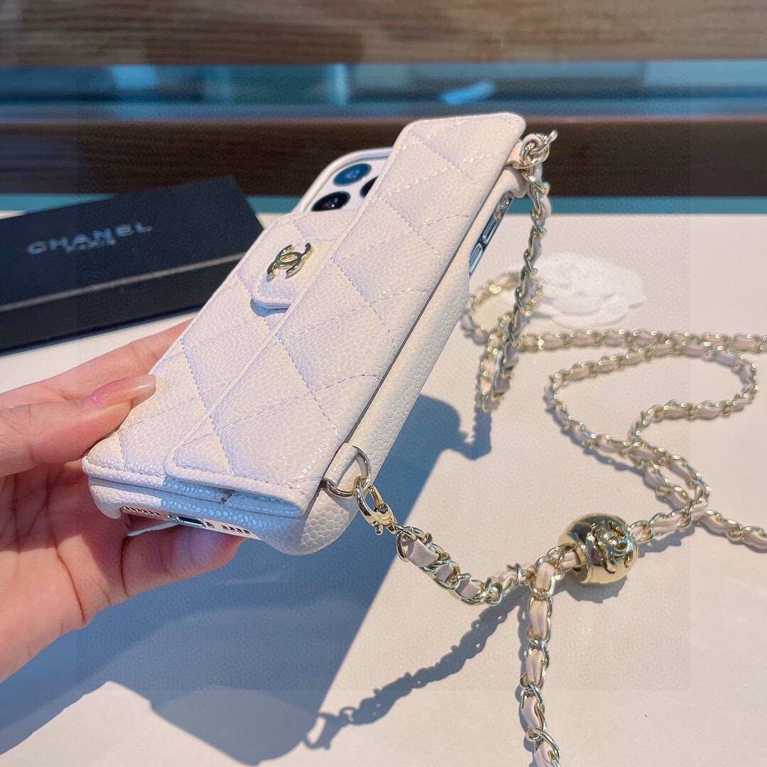 CHANEL シャネル フlipケース チェーン付き ファッション ブランド ホワイト - 画像 6
