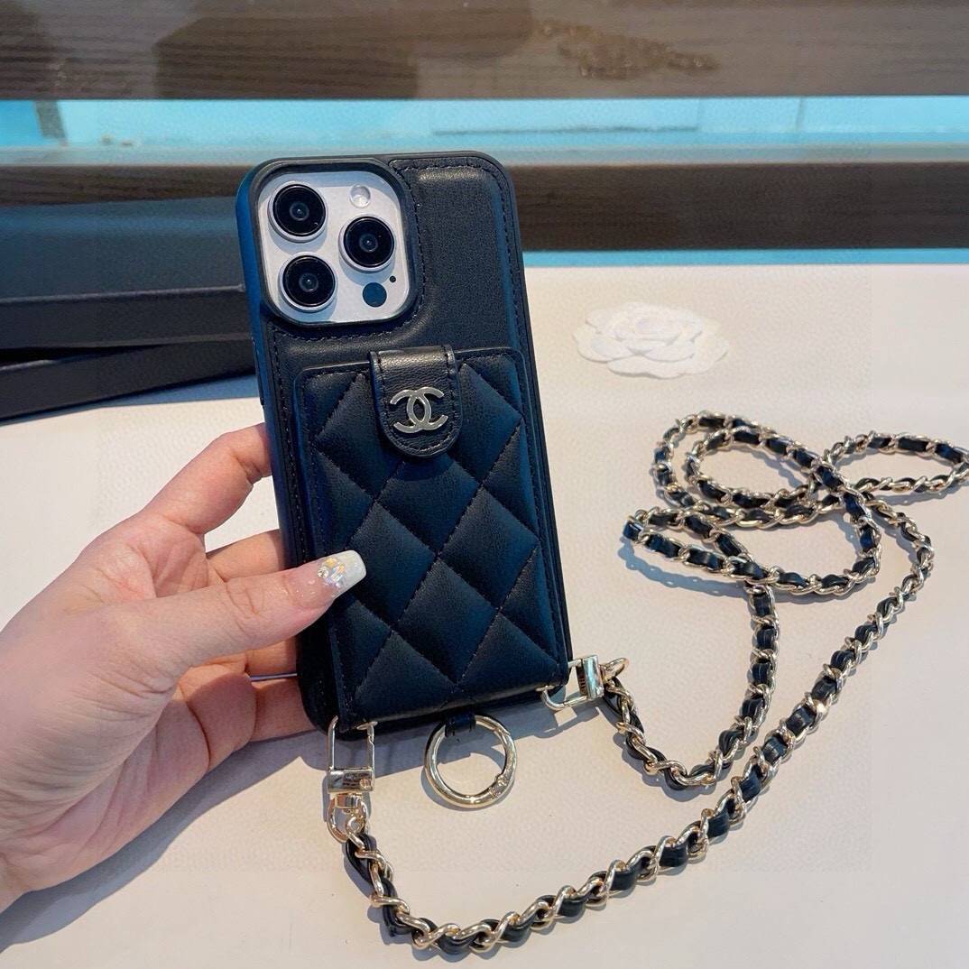 CHANEL シャネル カードケース 手帳型 ストラップ チェーン ブラック - 画像 2